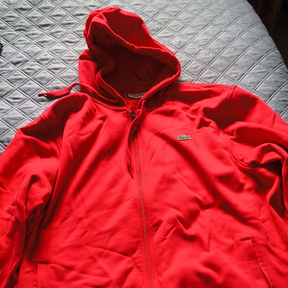 Lacoste Red Full-Zip Hooded Jacket